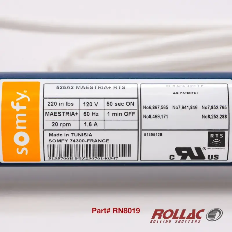 525A2 RTS MAESTRIA MOTOR F/ZIPSCREEN